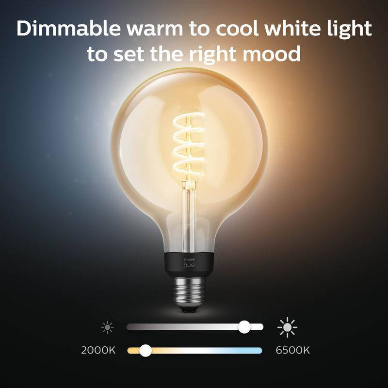 Hue White Ambiance Filamentlampa 7W G125 E27