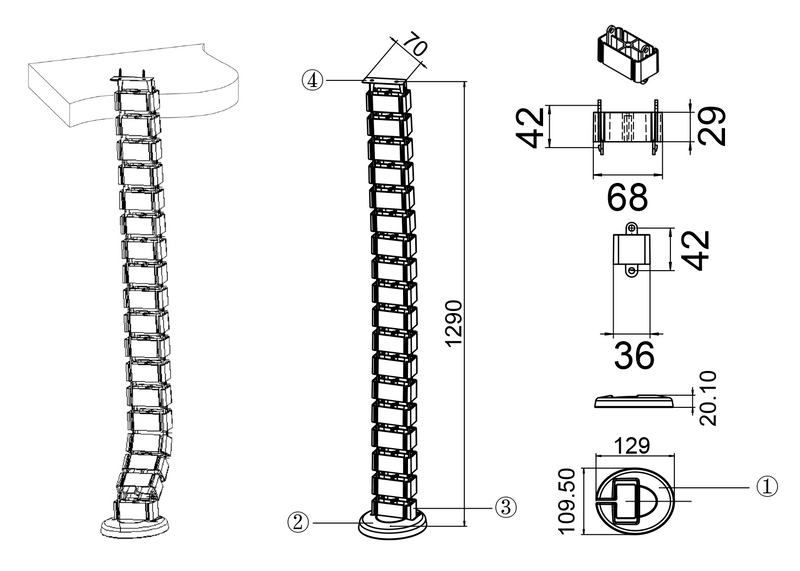 DELTACO Office, Spine Cable Organizer & Hider, White