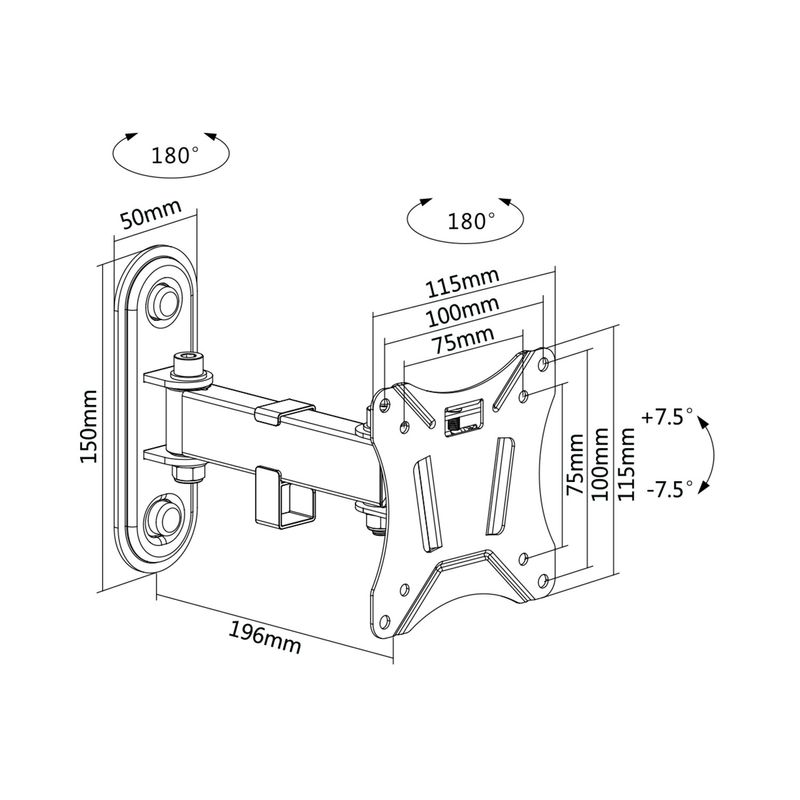 Wall mount with arm/tilt 13"-27"