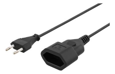 Ojordad apparatkabel 1m, CEE 7/16 till IEC 60906-1, svart