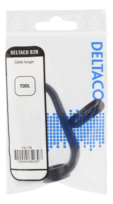 DELTACO Kabelhängare i plast, skruvmontering, 70x40 mm, svart