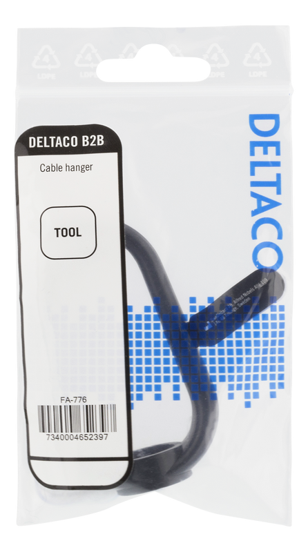 DELTACO Kabelhängare i plast, skruvmontering, 70x40 mm, svart