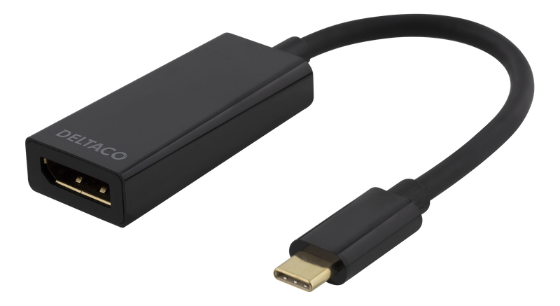 DELTACO USB 3.1 till DisplayPort adapter, USB typ C  - DP hona, svart