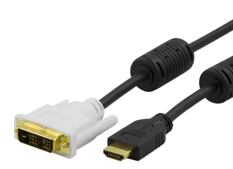 HDMI till DVI-kabel 2m, Full HD i 60Hz, svart/vit