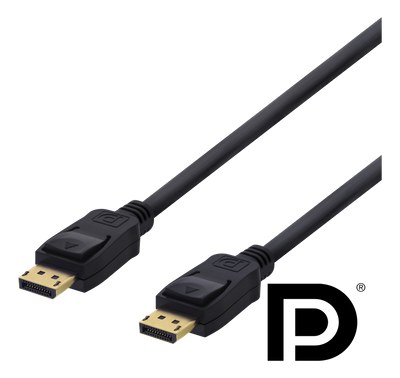 DisplayPort kabel, 3m, 4K UHD, DP 1.2, svart