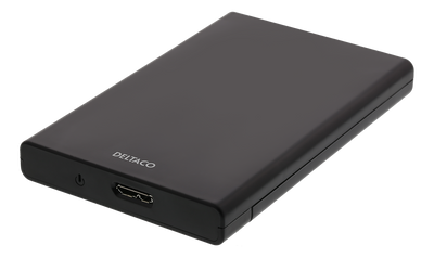 DELTACO Externt hårddiskkabinett, USB 3.0, skjutbar lucka, 2,5" HDD, svart