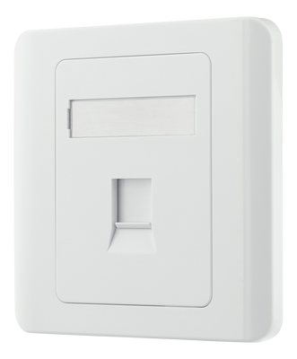 DELTACO infällt vägguttag för Keystone, 1 port, dammlucka, vit