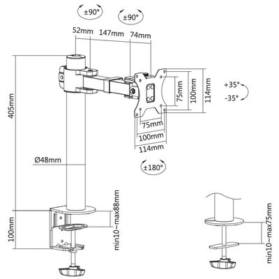 Monitorarm 17-32" 199 mm