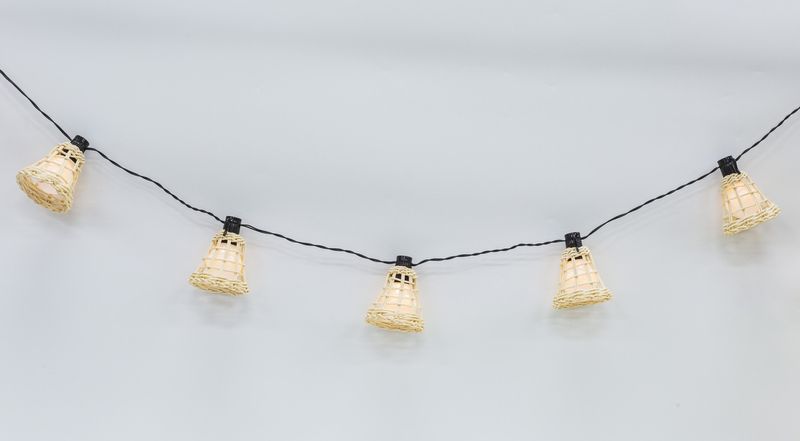 LED-ljusslinga 10 lampor med rottingdetaljer