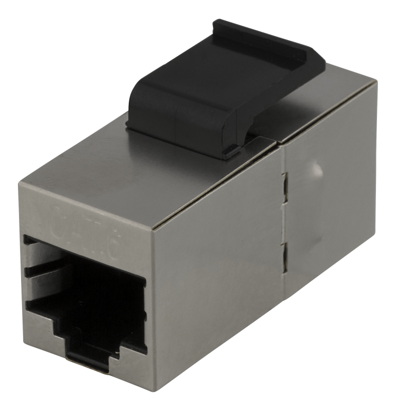 DELTACO Cat6 Keystone-skarv, skärmat, 2xRJ45, plast, 180, metall
