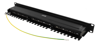 DELTACO 19" patchpanel, 24xRJ45, Cat6a, 1U, STP, metall, svart