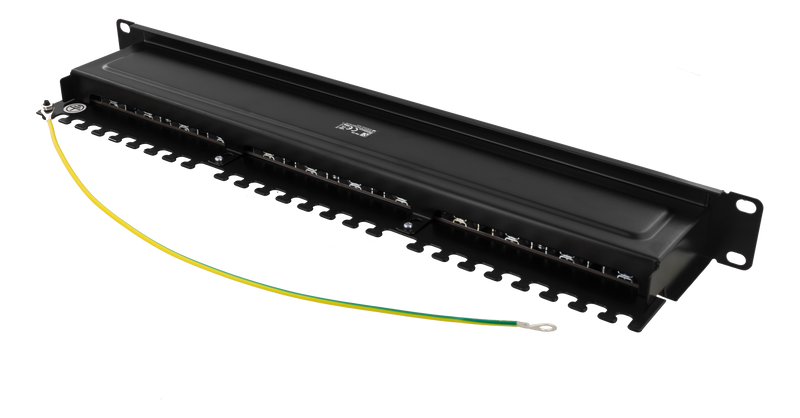 DELTACO 19" patchpanel, 24xRJ45, Cat6a, 1U, STP, metall, svart