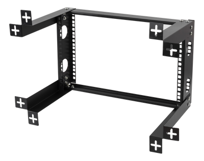 DELTACO 19" wall mount rack, 6U, 35kg load capacity, steel, mounting kit, black.