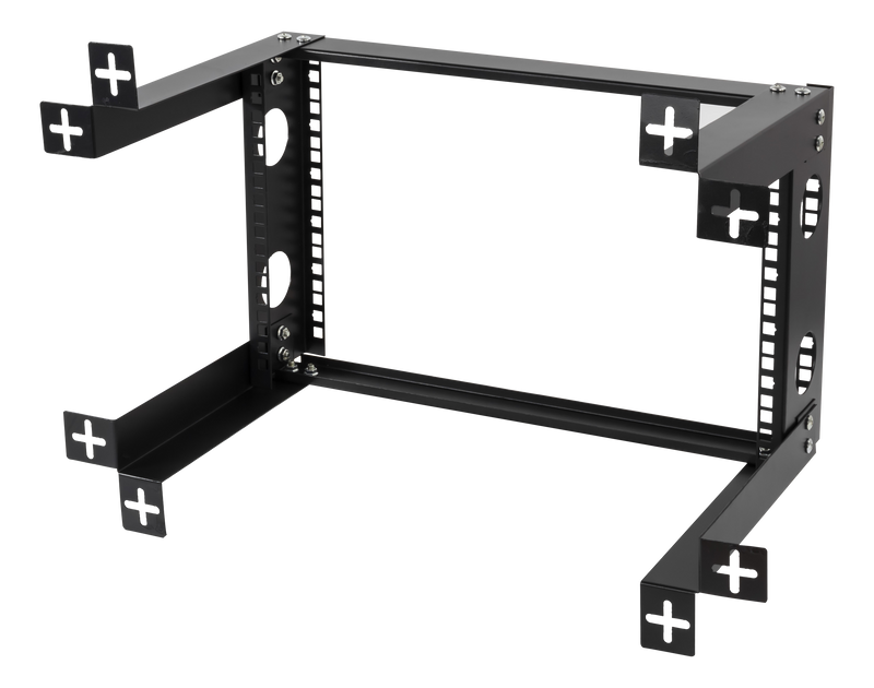 DELTACO 19" wall mount rack, 6U, 35kg load capacity, steel, mounting kit, black.