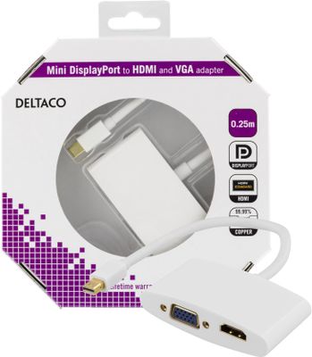 Mini DisplayPort to HDMI and VGA adapter, 0.25m, white