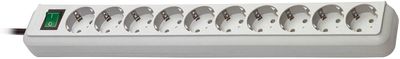 Eco-Line grenuttag, 10xCEE 7/4-1xCEE 7/7, 3m kabel, pet, grå