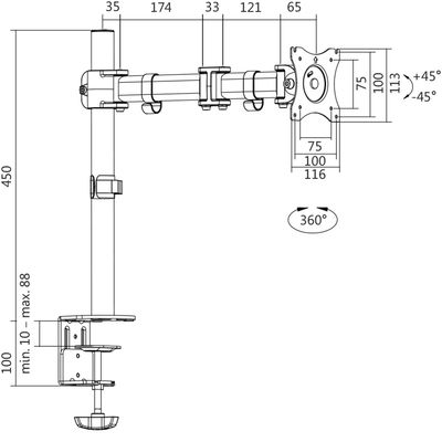 Monitorarm 13-27" 428mm