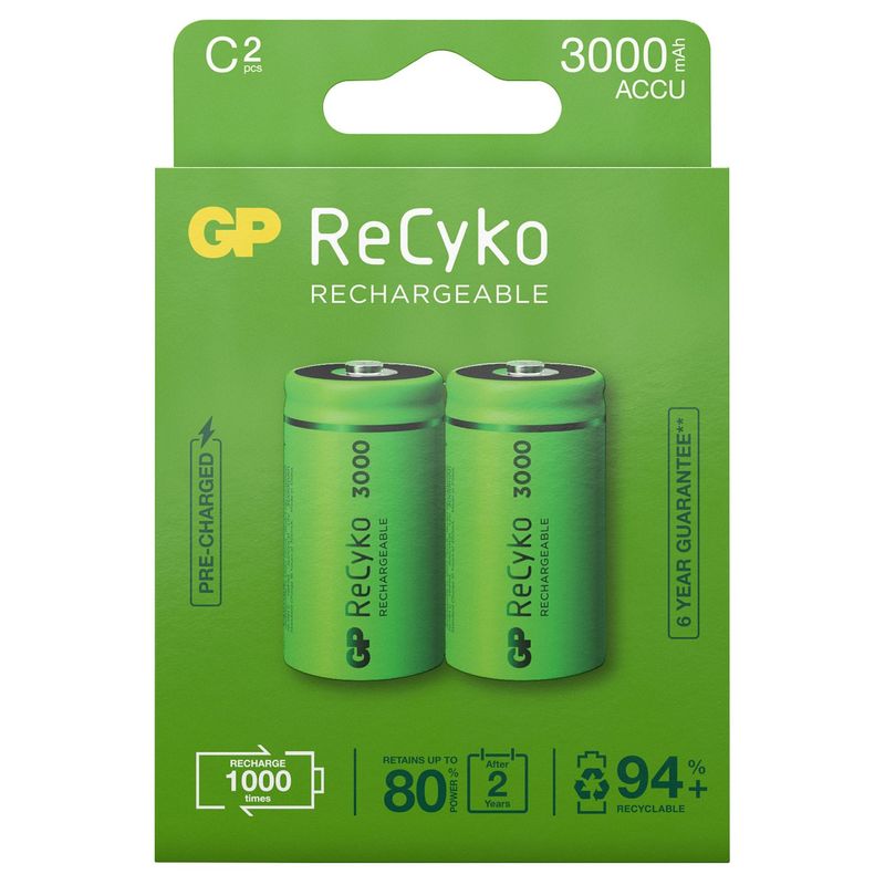 ReCyko Rechargeable C batteries 3000mAh 2-pack