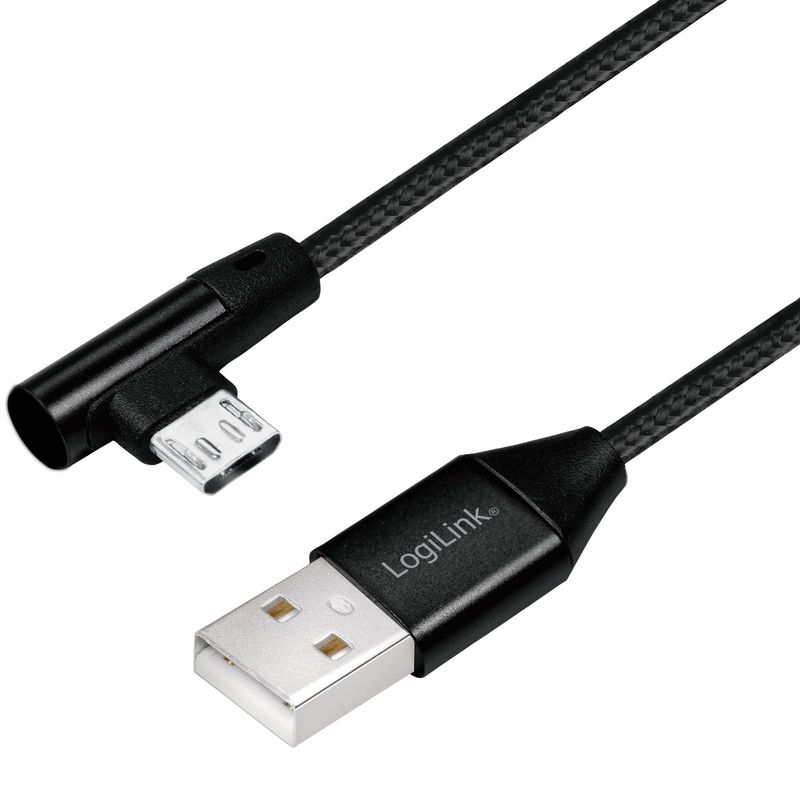 Vinklad MicroUSB-kabel USB 2.0 1m
