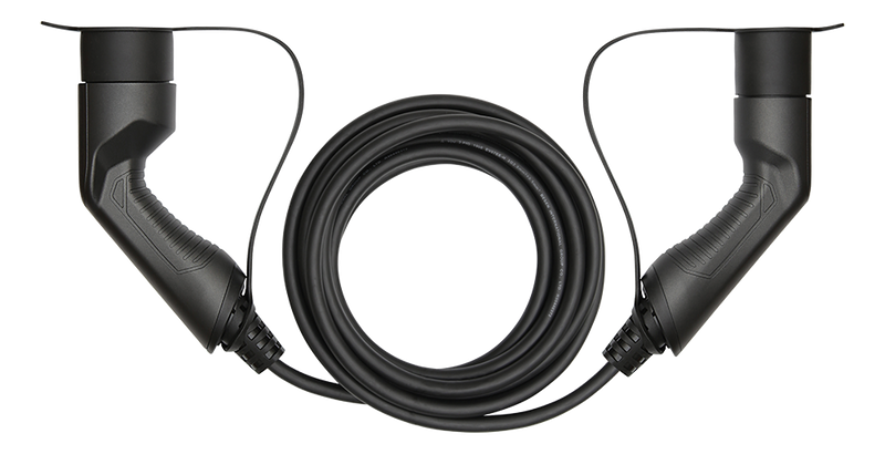 E-Charge laddkabel, typ 2 till typ 2, 1 fas, 32A, 7,6KW, 5m, svart