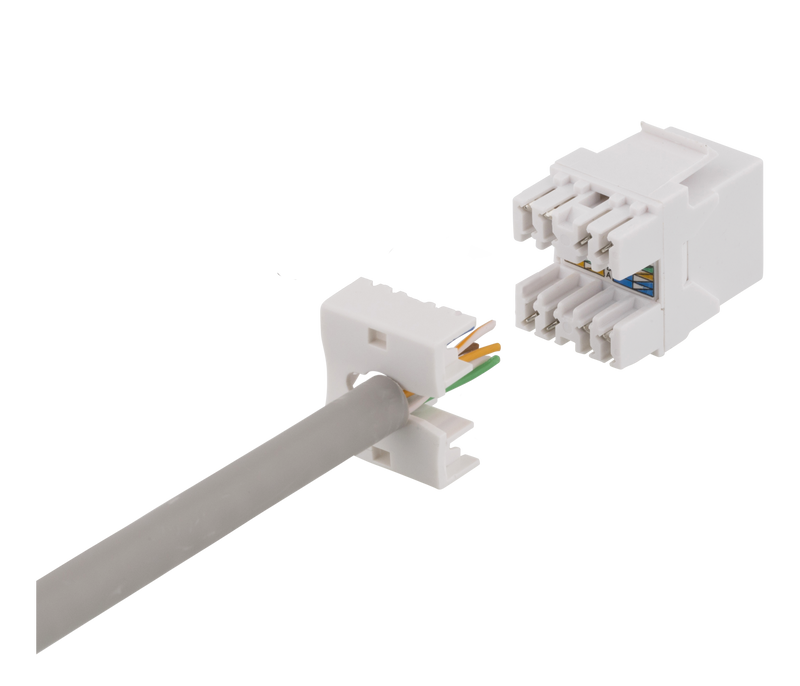 DELTACO Cat6 Keystone-uttag, LSA/110-terminering, plast, 180, vit