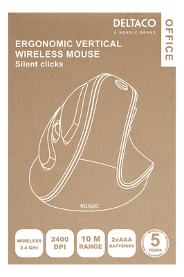 DELTACO Office Wireless vertical ergonomic mouse, silent clicks, 2400