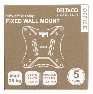 DELTACO Office, fixed wall, 13"-27", 25kg, 75x75-100x100