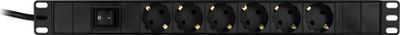 Power strip 3m, 6xCEE 7/4, 1xCEE 7/7, switch, black