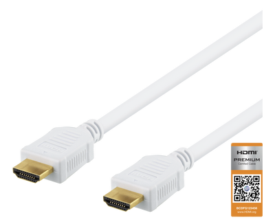 High-Speed Premium HDMI-kabel, 1m, Ethernet, 4K UHD, vit