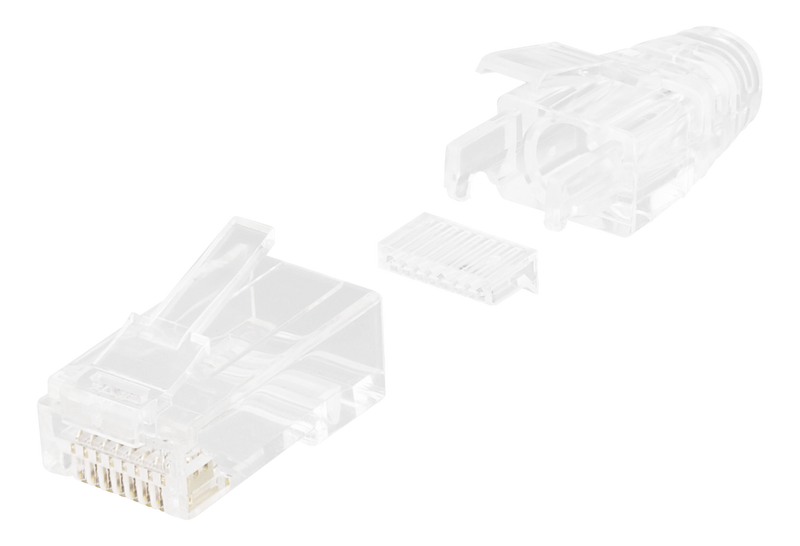 DELTACO RJ45 kontaktdon för slim kabel 28AWG, Cat6a, oskärmad, 20-pack