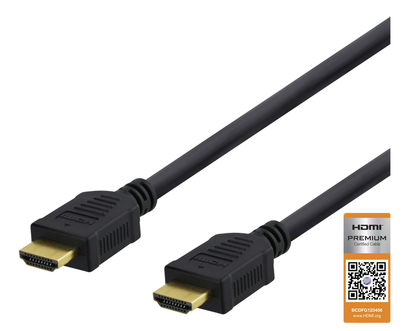 HDMI kabel 3m High-Speed Premium, Ethernet, 4K UHD, svart