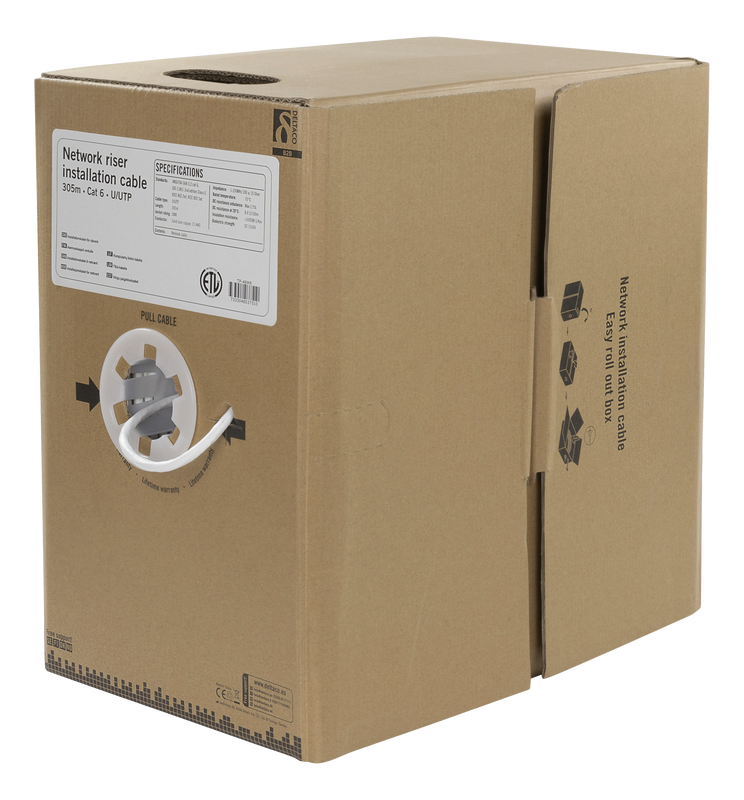 DELTACO U/UTP Cat6 riser installationskabel, 305m box, 250MHz, Delta-c
