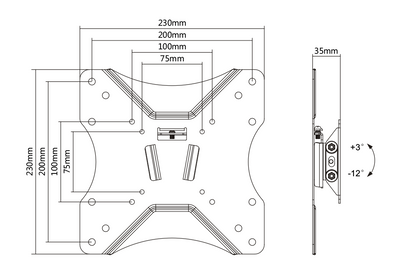 DELTACO Office, tilt wall, 23"-42", 25kg, 75x75-200x200