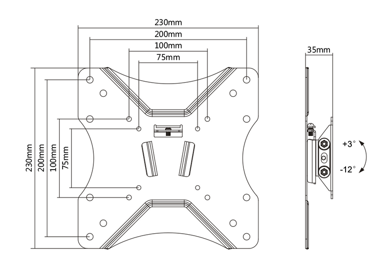 DELTACO Office, tilt wall, 23"-42", 25kg, 75x75-200x200