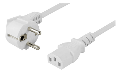 Apparatkabel 10m, vinklad CEE 7/7 till IEC 60320 C13, vit