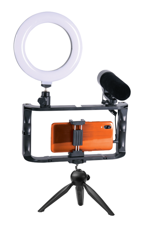 Vlogg-kit - ringlight, tripod & mikrofon