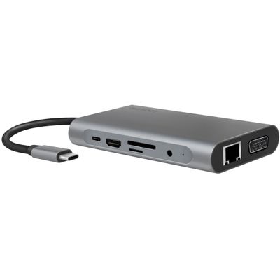 USB-C-docka 10-i-1 HDMI/VGA/RJ45/SD m.m. 100W