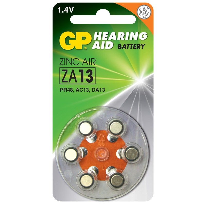 ZA 13-D6 PR48 Hearing Aid Battery 6-pack