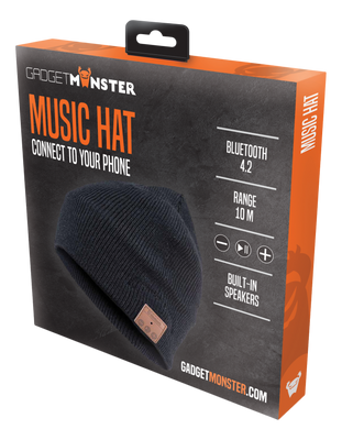 Mössa med inbyggda hörlurar, svart