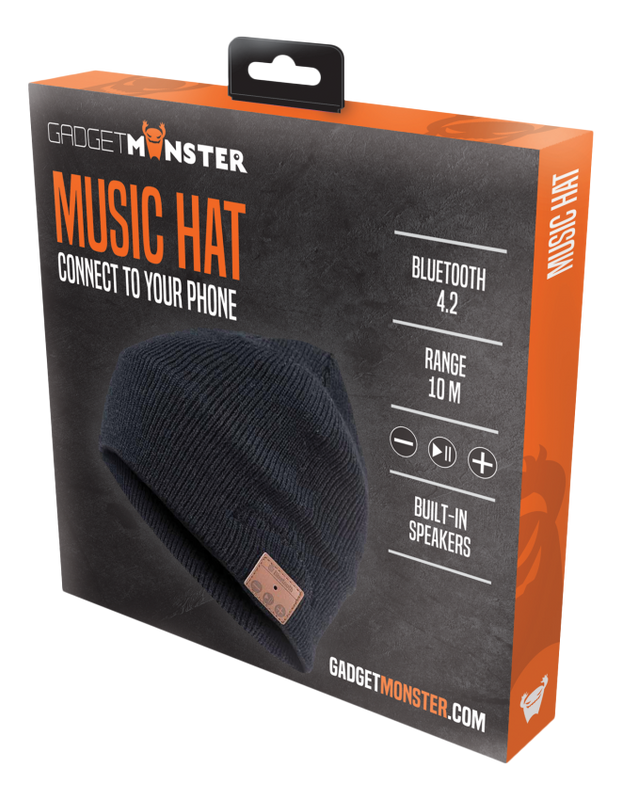 Mössa med inbyggda hörlurar, svart