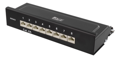 DELTACO Patchpanel, 8xRJ45, Cat6a, väggmonterbar, 10Gbps, svart