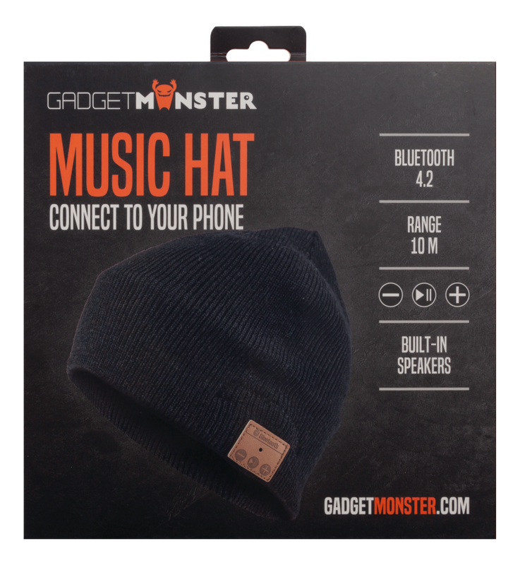 Mössa med inbyggda hörlurar, svart