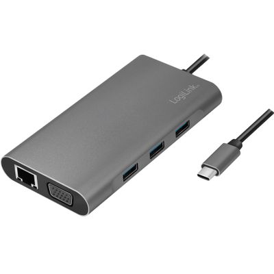 USB-C-docka 10-i-1 HDMI/VGA/RJ45/SD m.m. 100W
