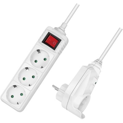 Grenuttag 3-vägs + 1 genomgående kontakt Vit