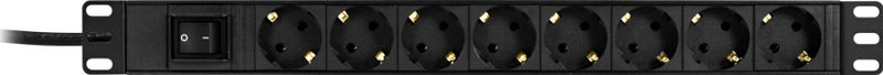 Power strip 3m, 8xCEE 7/4, 1xCEE 7/7, switch, black.