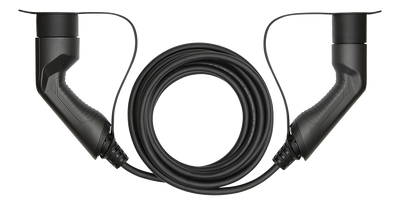 E-Charge laddkabel, typ 2 till typ 2, 1 fas, 16A, 3,6KW, 5m, svart