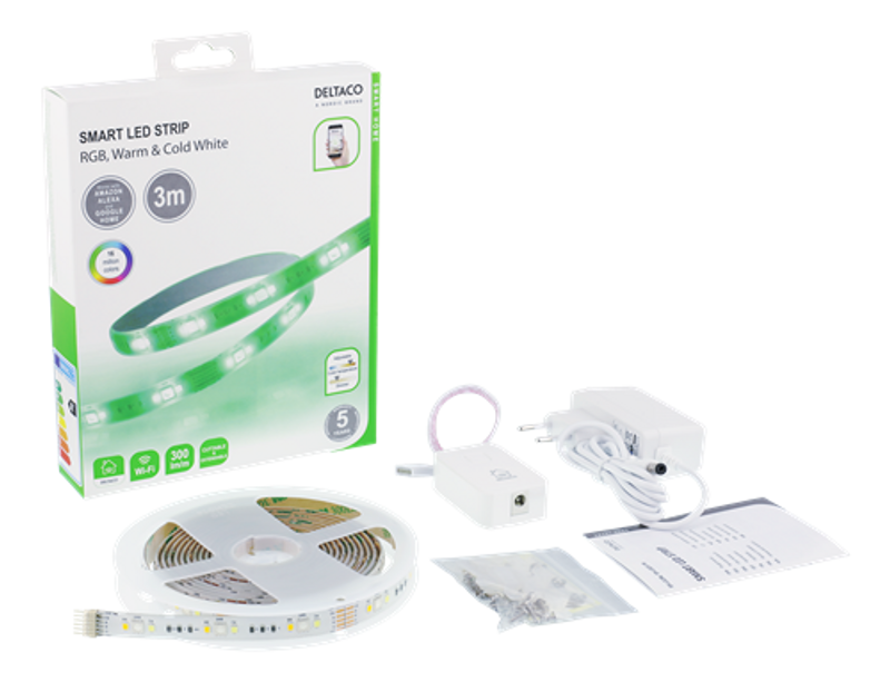 Smart RGB LED-list WiFi (Warm & Cold White) 3m - DELTACO