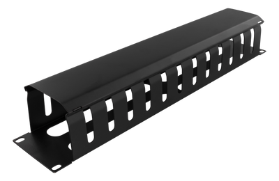 DELTACO 19" kabelhanterare, metall, fingerkanal och genomföring, 2U