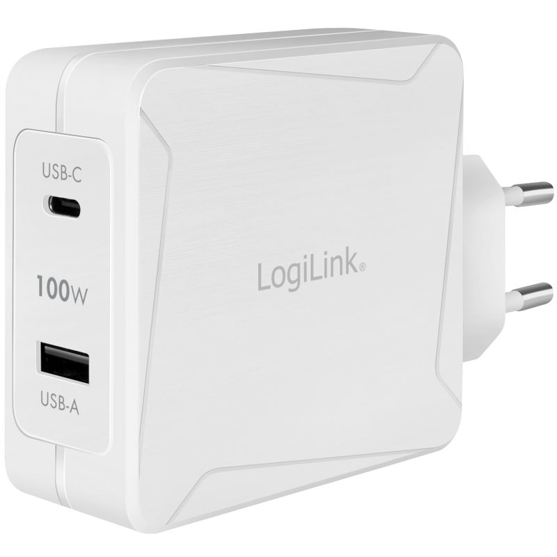 USB-laddare 1 x USB-C PD 1 x USB-A 100W GaN