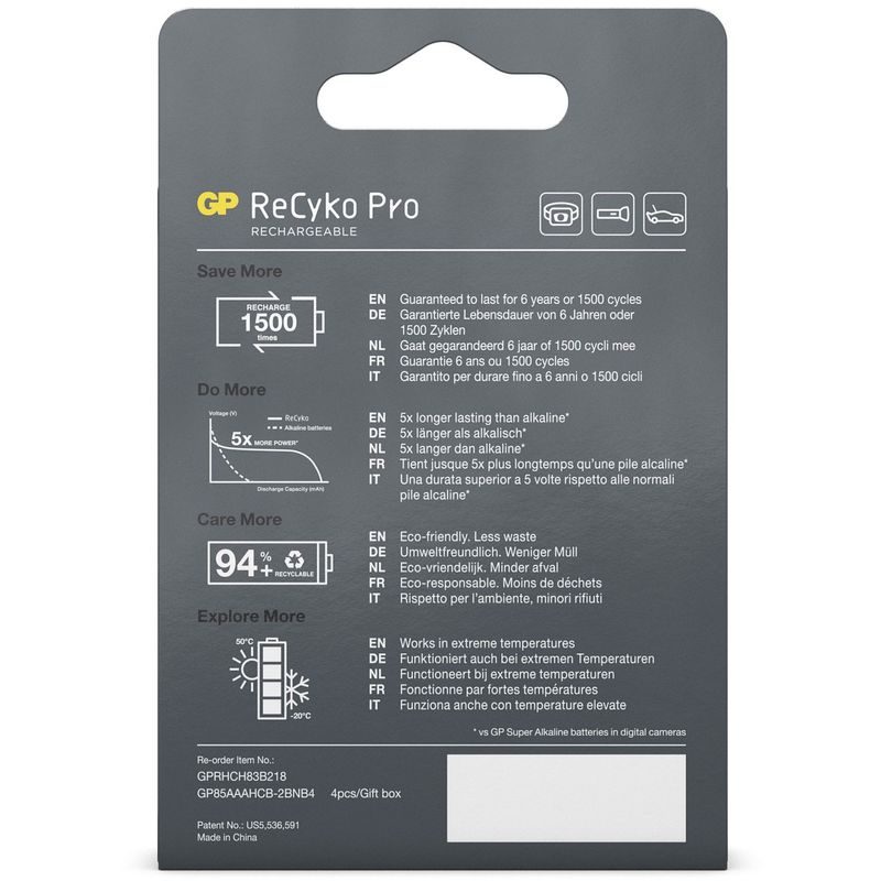 ReCyko Pro AAA-batterier 800mAh 4-pack